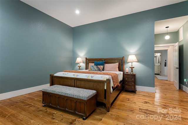 bedroom featuring light wood-type flooring