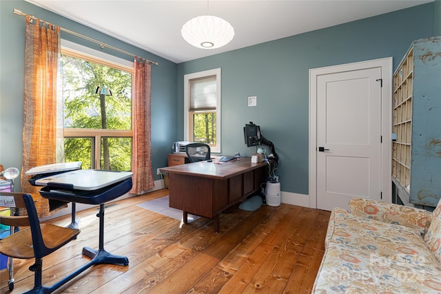 office area featuring hardwood / wood-style floors