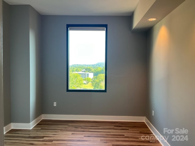 unfurnished room featuring a wealth of natural light and hardwood / wood-style floors