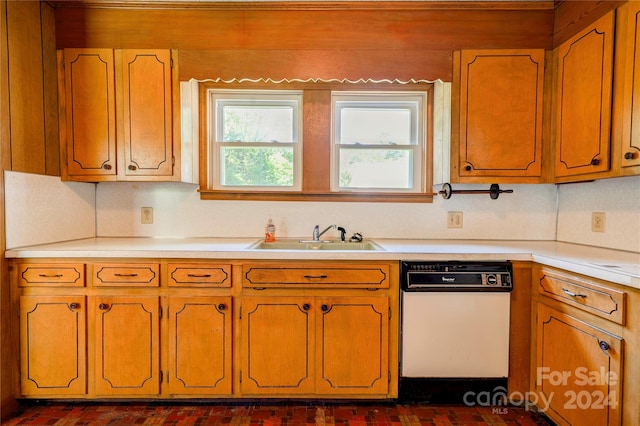 kitchen with white dishwasher and sink