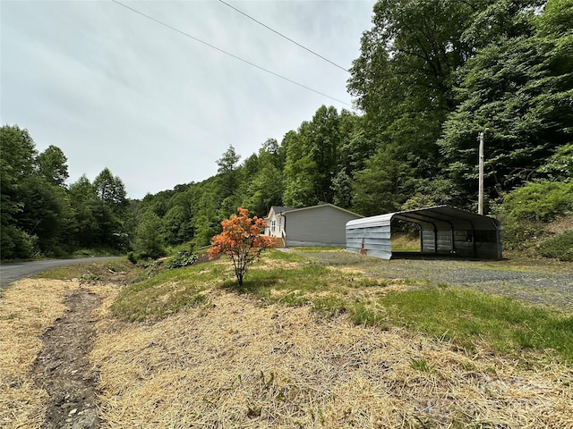 view of yard with a carport