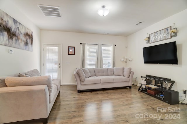 living room featuring hardwood / wood-style flooring