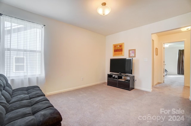 living room with light colored carpet and plenty of natural light