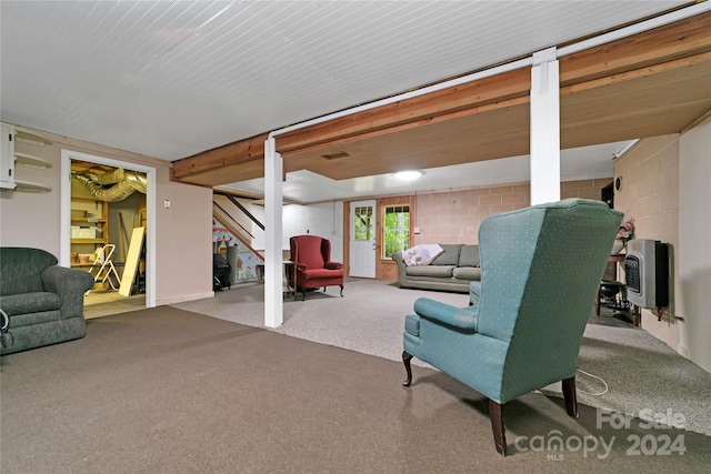 living room featuring carpet flooring