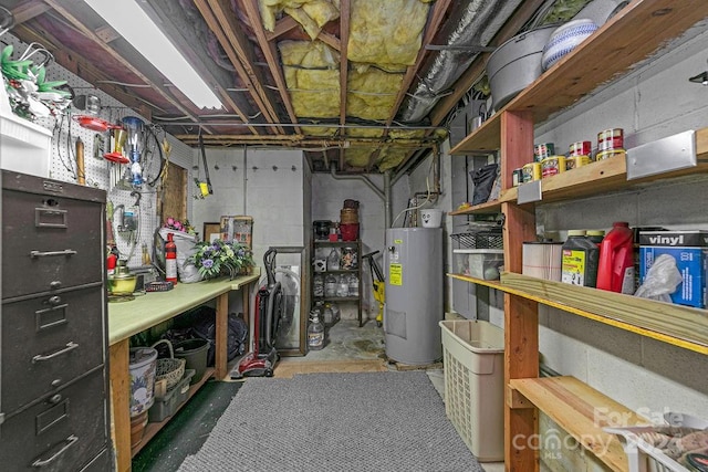 basement with electric water heater