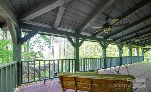 deck featuring ceiling fan