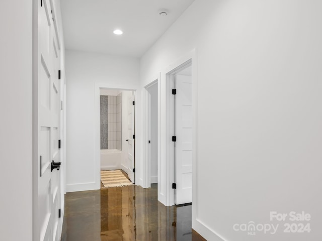 hall featuring dark hardwood / wood-style floors