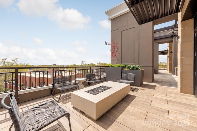 view of patio featuring a fire pit