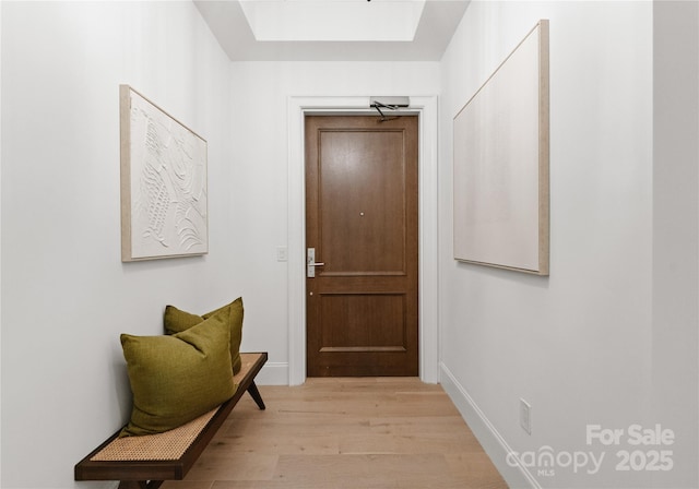 entryway with light wood-type flooring