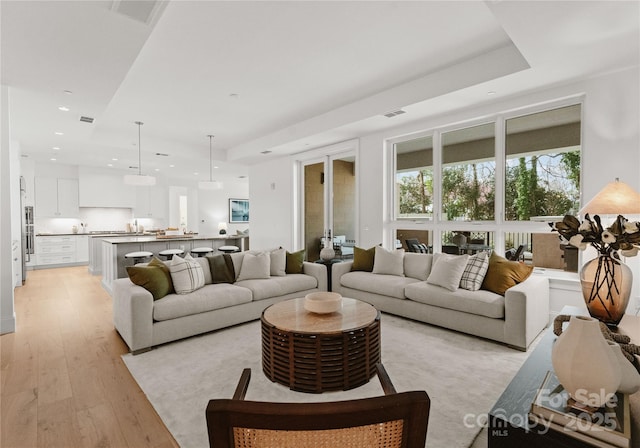 living room with light wood-type flooring