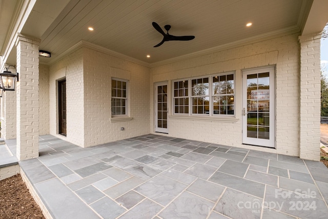 view of patio with ceiling fan