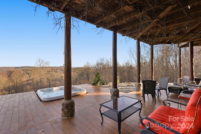 view of patio featuring a wooden deck