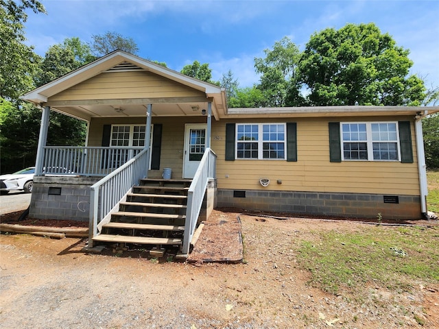 view of front of property with a porch