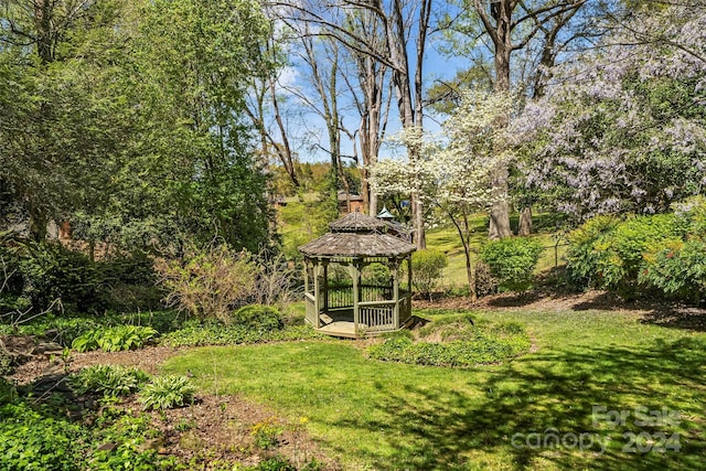 view of yard with a gazebo