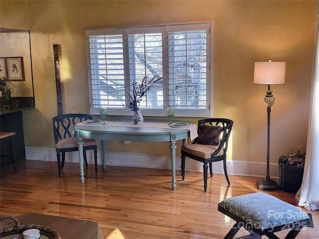 living area with light hardwood / wood-style flooring