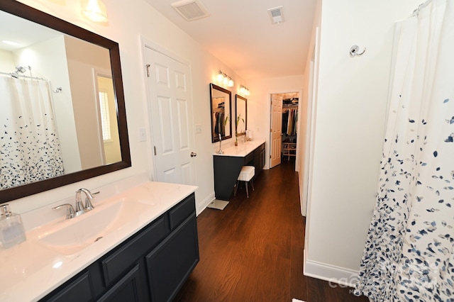 bathroom featuring wood-type flooring and vanity