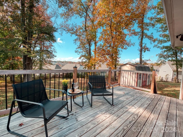 deck with a storage unit