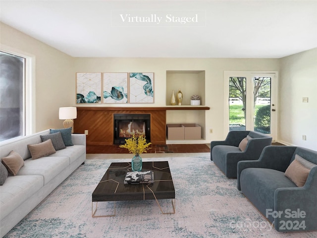 living room with wood-type flooring