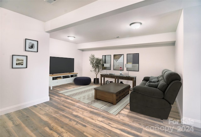 living room with hardwood / wood-style flooring