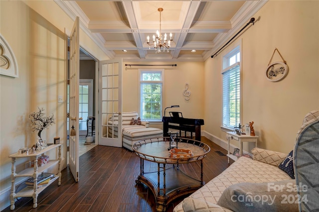 interior space featuring french doors, dark hardwood / wood-style flooring, and a wealth of natural light