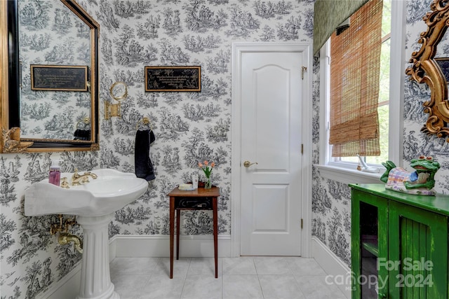 bathroom with tile patterned flooring