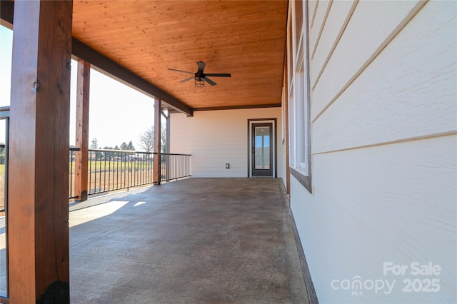 view of patio / terrace featuring ceiling fan