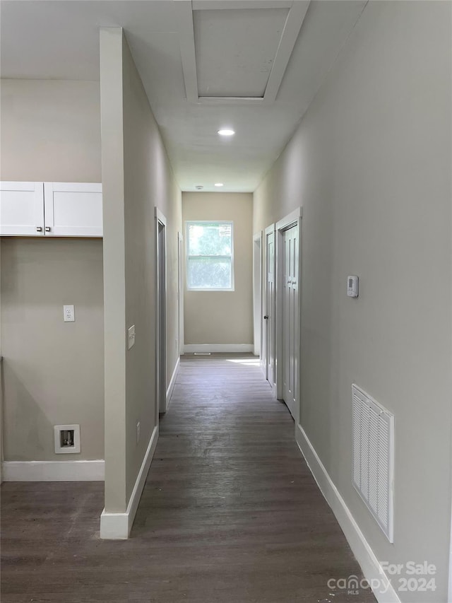 hall featuring dark hardwood / wood-style flooring