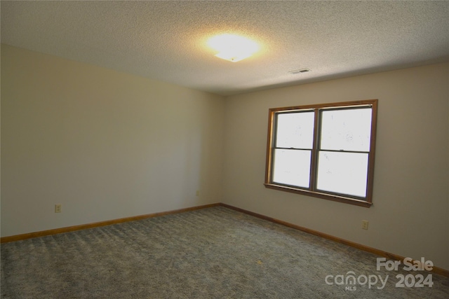 unfurnished room featuring a textured ceiling and carpet floors