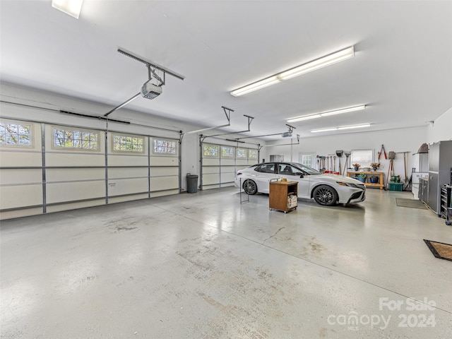 garage with a garage door opener