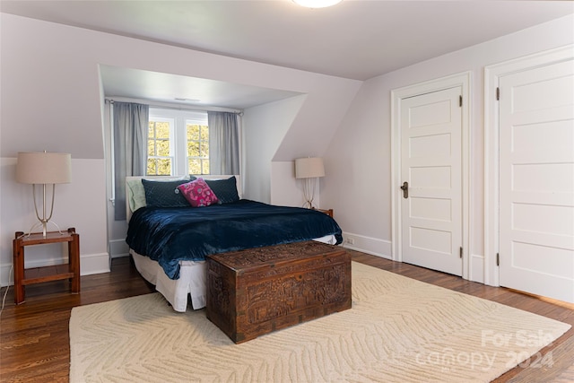 bedroom featuring dark wood-type flooring