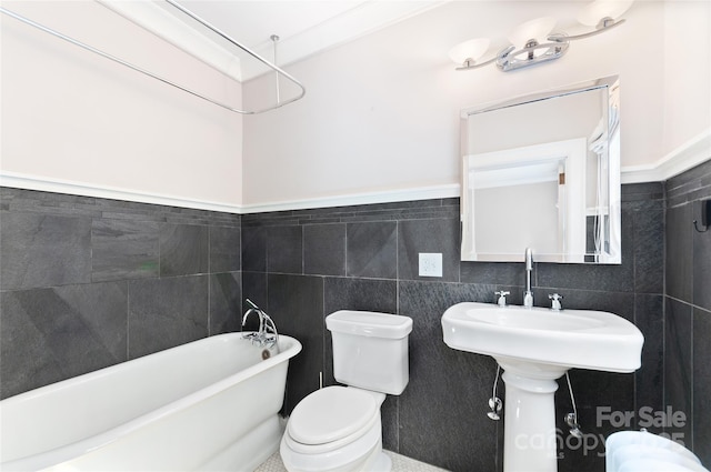 30 Cedarcliff Rd, Asheville, NC 28803 - full bath with a freestanding bath, toilet, and tile walls