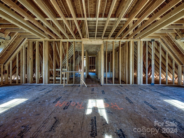 view of unfinished attic