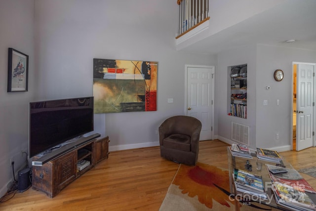 living room with hardwood / wood-style floors