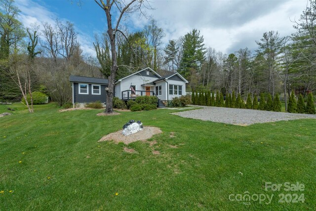 back of house featuring a lawn