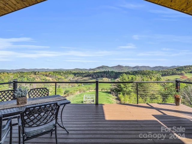 deck featuring a mountain view