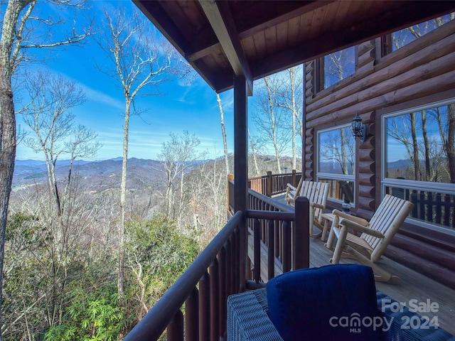 balcony with a mountain view