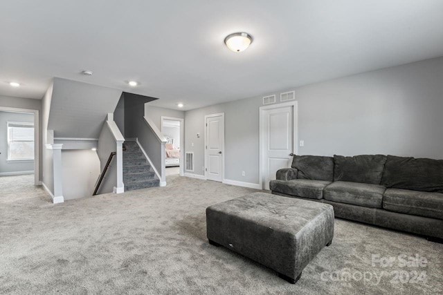 living room with carpet floors