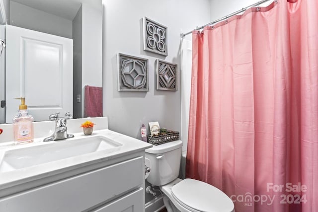 bathroom with toilet and oversized vanity