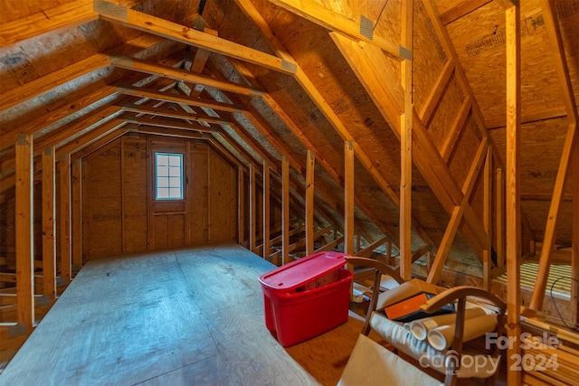 view of unfinished attic