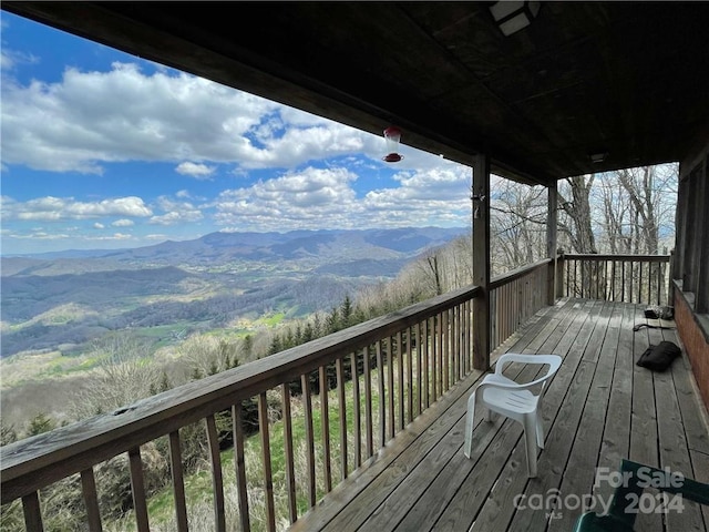 deck with a mountain view