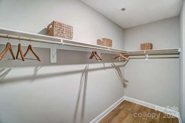 walk in closet featuring wood-type flooring