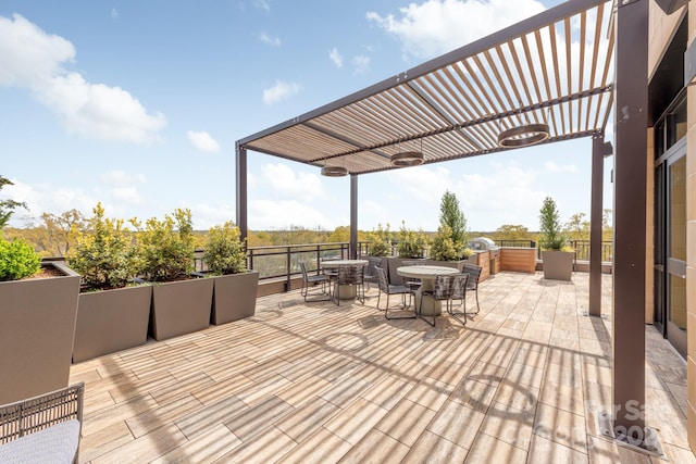 exterior space featuring a pergola