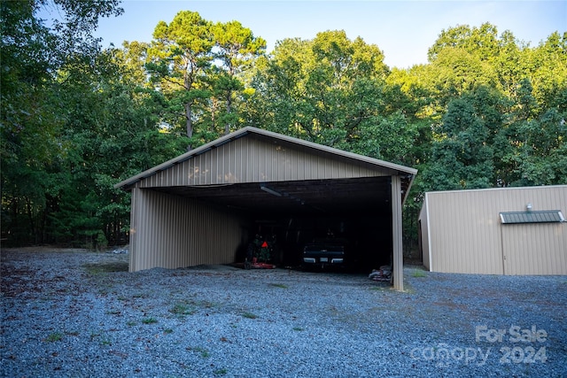 garage with a carport