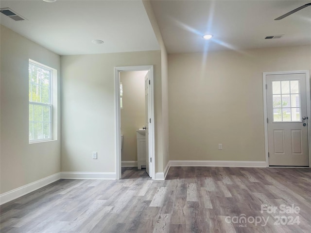 foyer featuring a wealth of natural light and hardwood / wood-style flooring