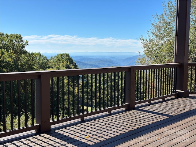 deck with a mountain view