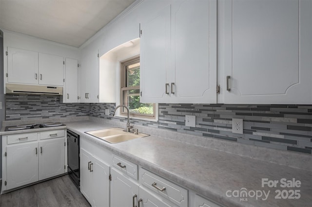 kitchen featuring sink and white cabinets