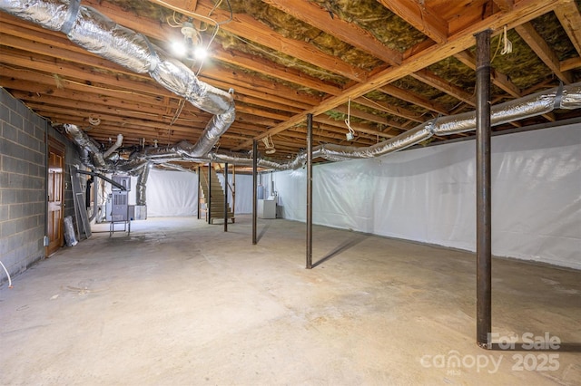 basement with heating unit