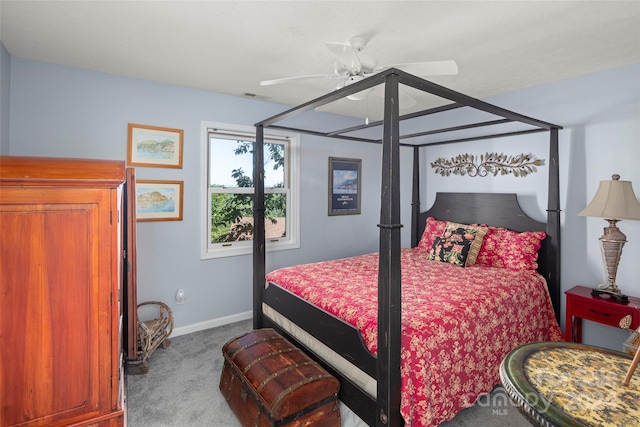 bedroom featuring carpet and ceiling fan