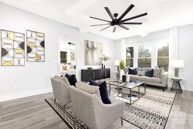 living room with hardwood / wood-style floors