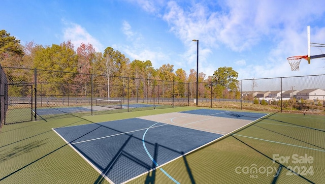 view of basketball court with tennis court